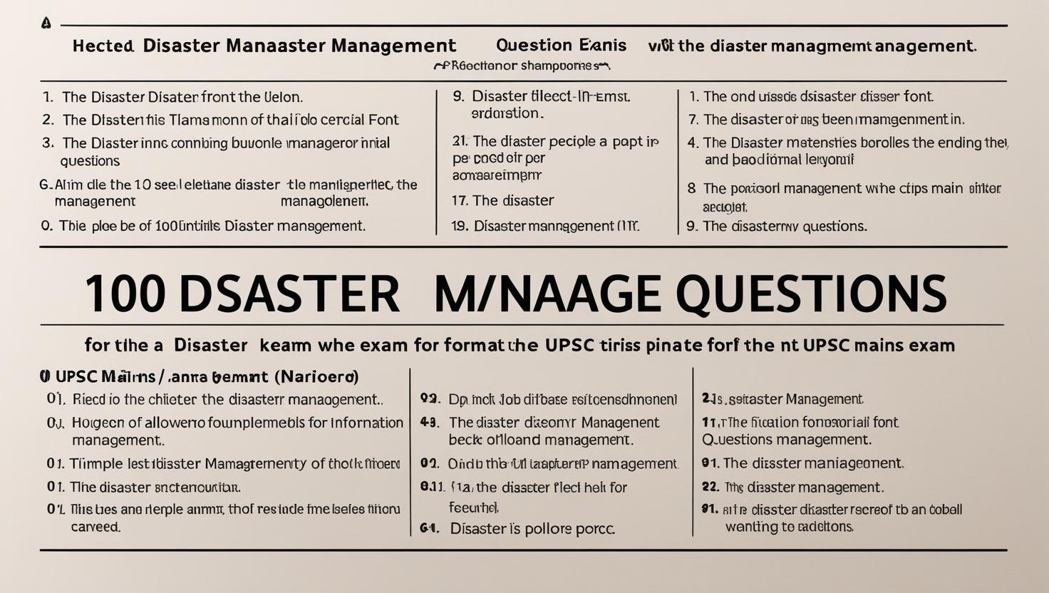 Disaster Management Questions for UPSC