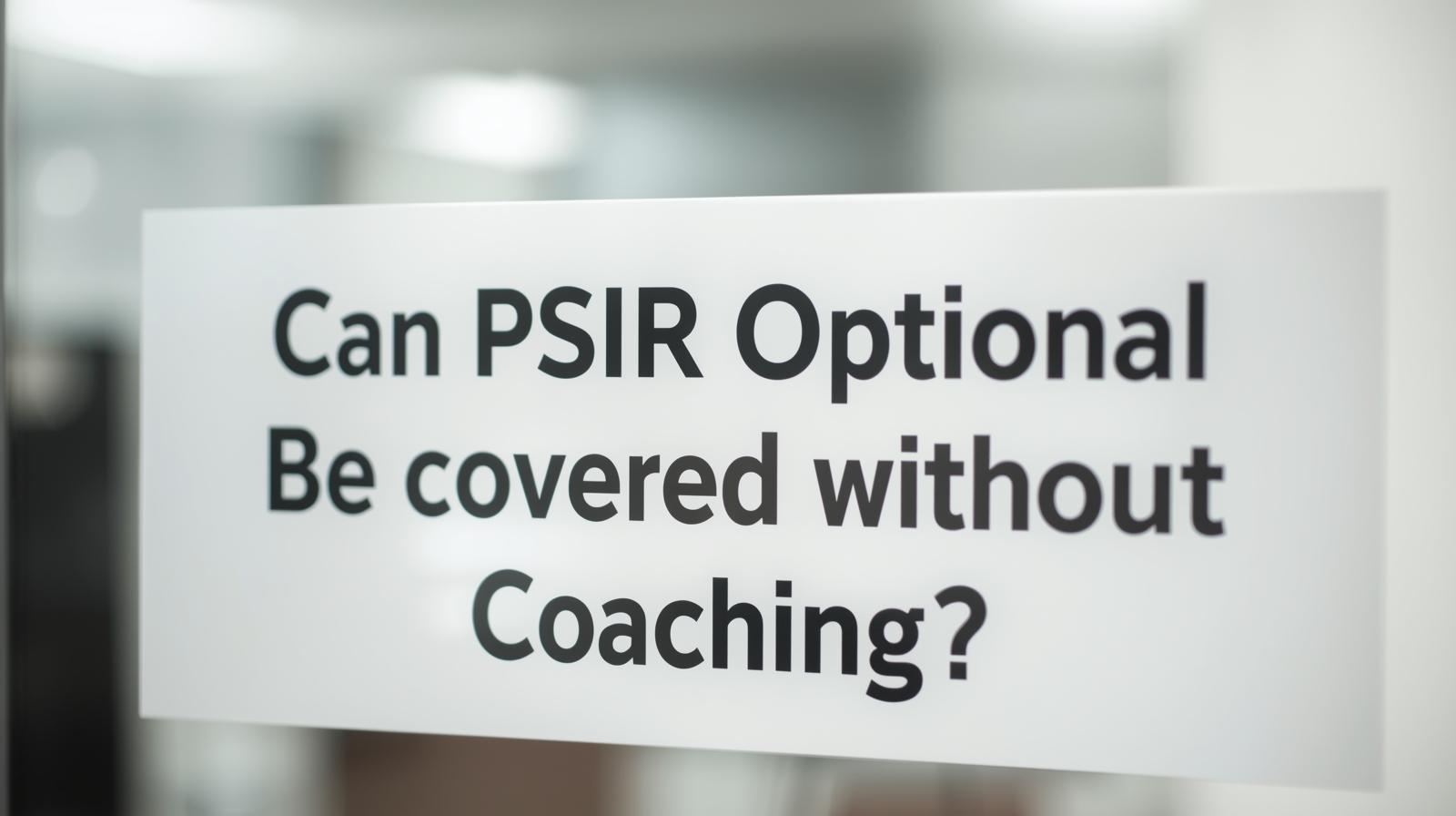 Can PSIR Optional Be covered without Coaching