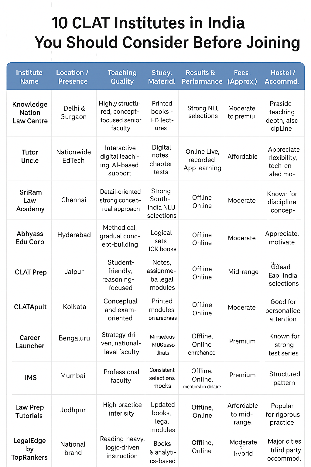 10 CLAT Institutes that you should consider